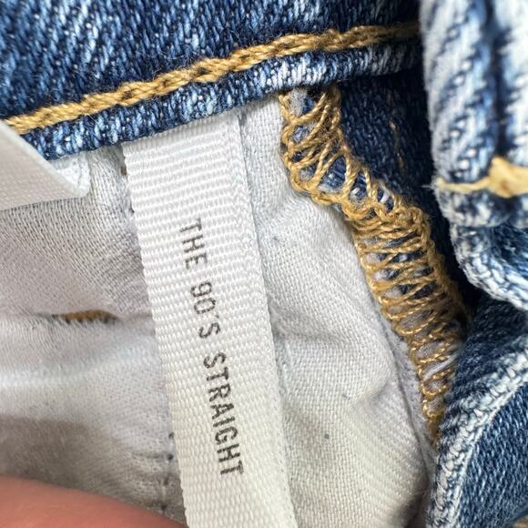 Loft Women's Blue Distressed High Rise Cotton The 90s Straight Jeans Size 26/2 - Picture 8 of 12